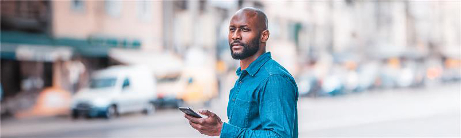 Man looking far away